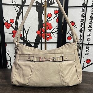 Rosetti Beige Shoulder Bag with Silver Accent with many compartments